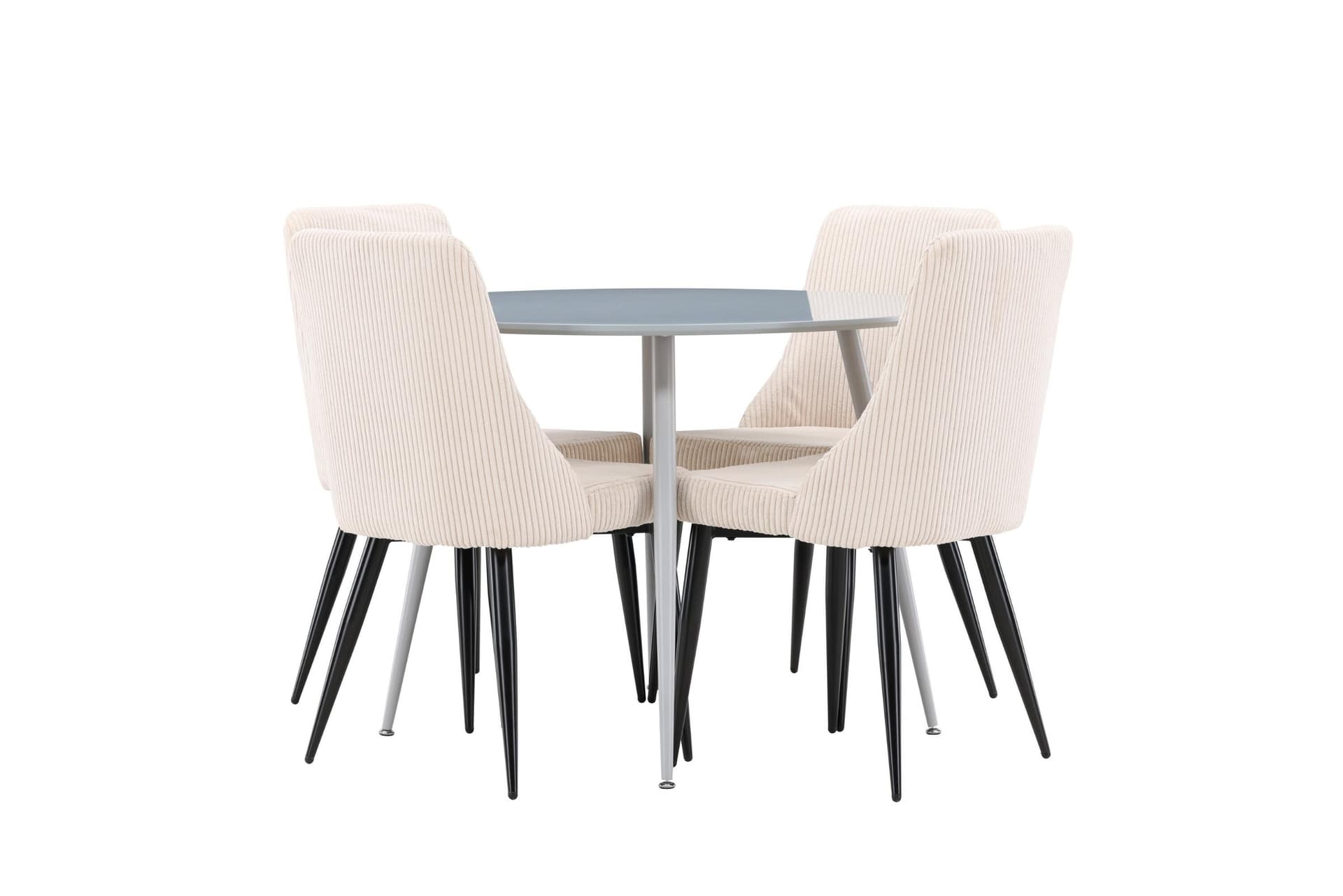 Plaza Essgruppe Esstisch grau 4 Stühle Samt beige.