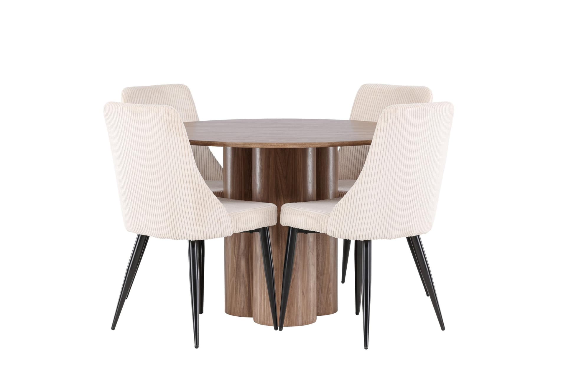 Olivia Essgruppe Esstisch braun 4 Stühle Samt beige.