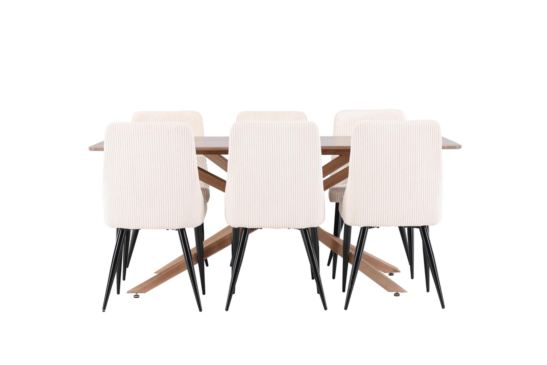 Piazza Essgruppe Esstisch Mokka 6 Stühle Samt beige.