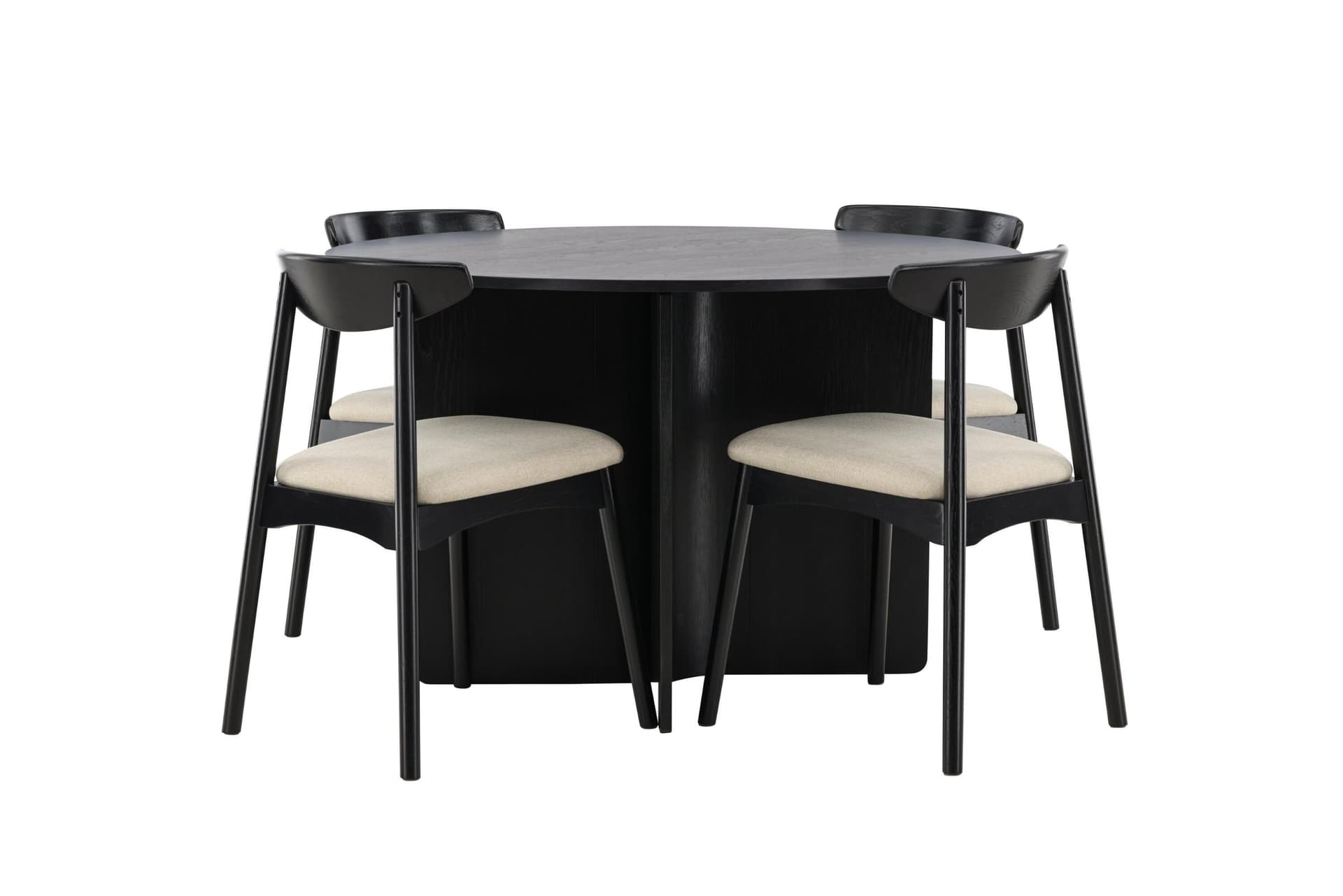 Tyresö Essgruppe Esstisch schwarz 4 Stühle Whitewash.
