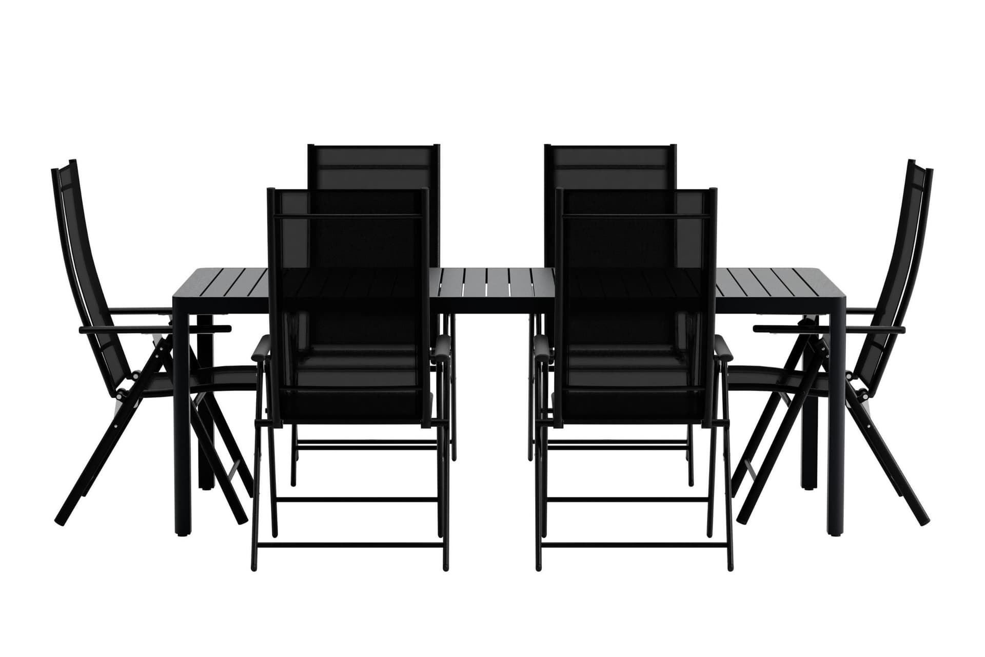 Giardini Gartenset Tisch 90x200 cm schwarz 6 Stühle schwarz.