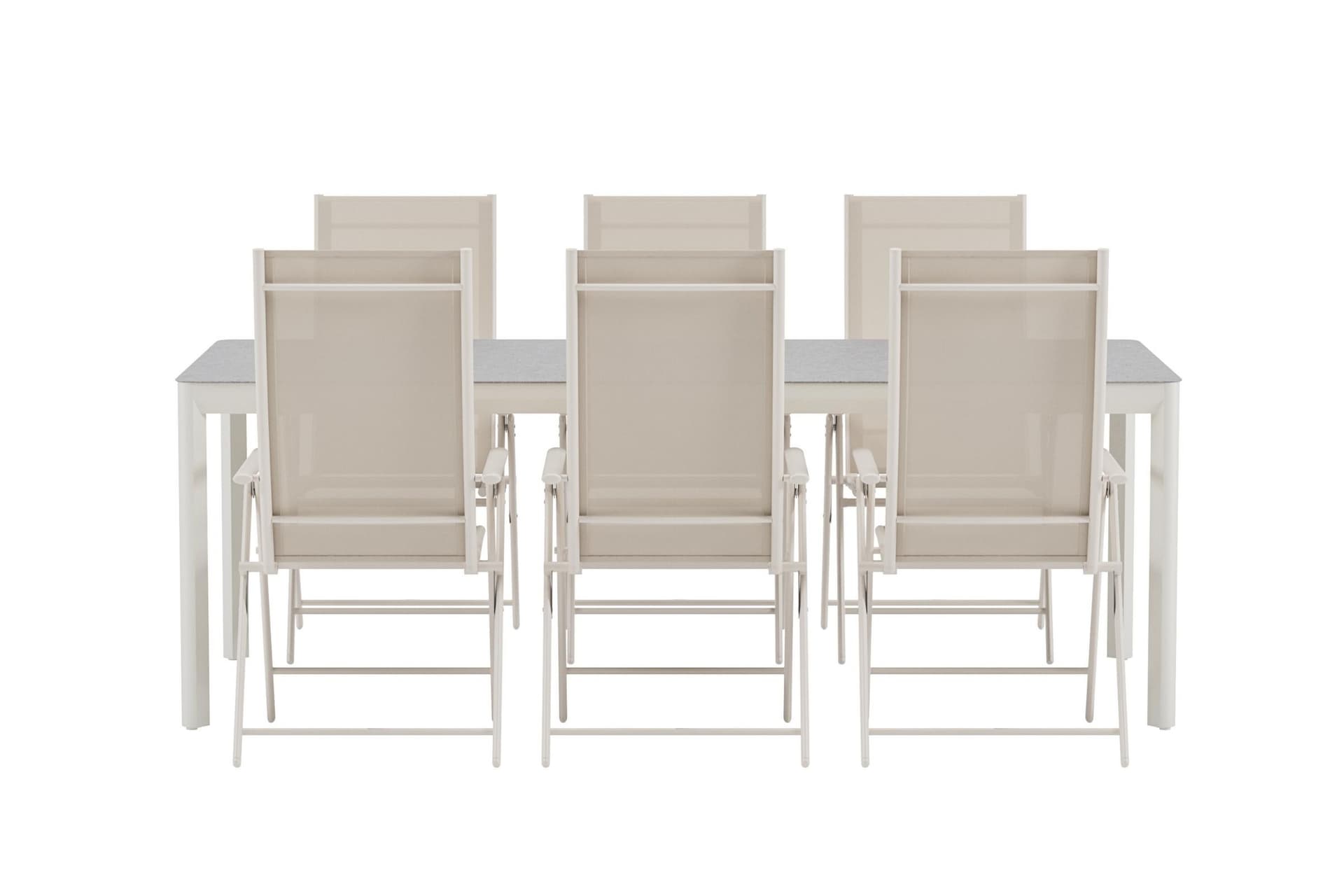 Lino Gartenset Tisch 100x220 cm beige 6 Stühle beige.