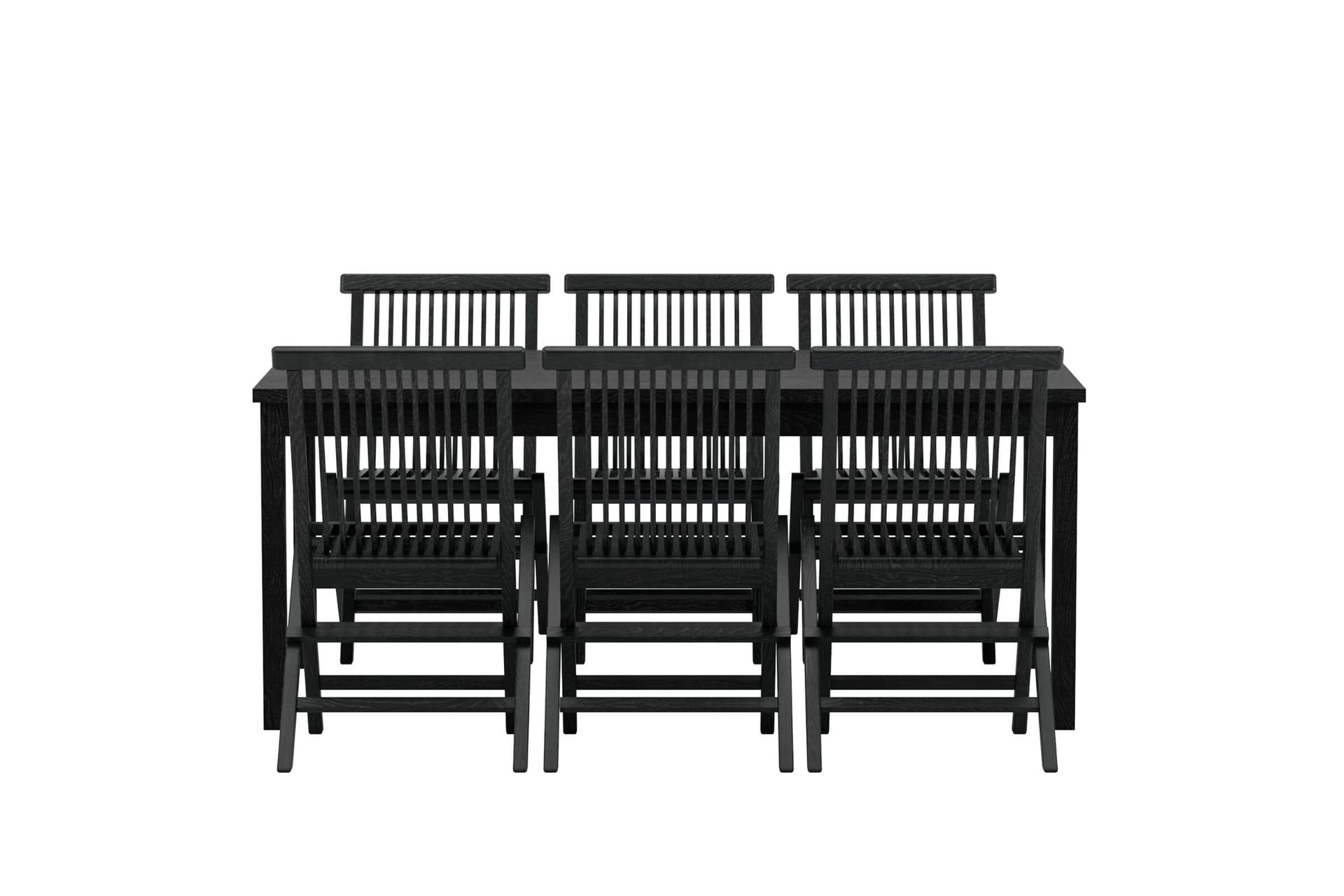Kenya Gartenset Tisch 90x180 cm schwarz 6 Stühle schwarz.