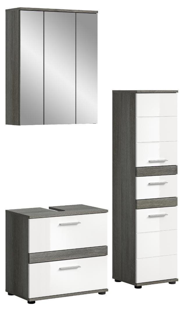 Blake Badmöbelset B5 Weiß hochglanz, grau.