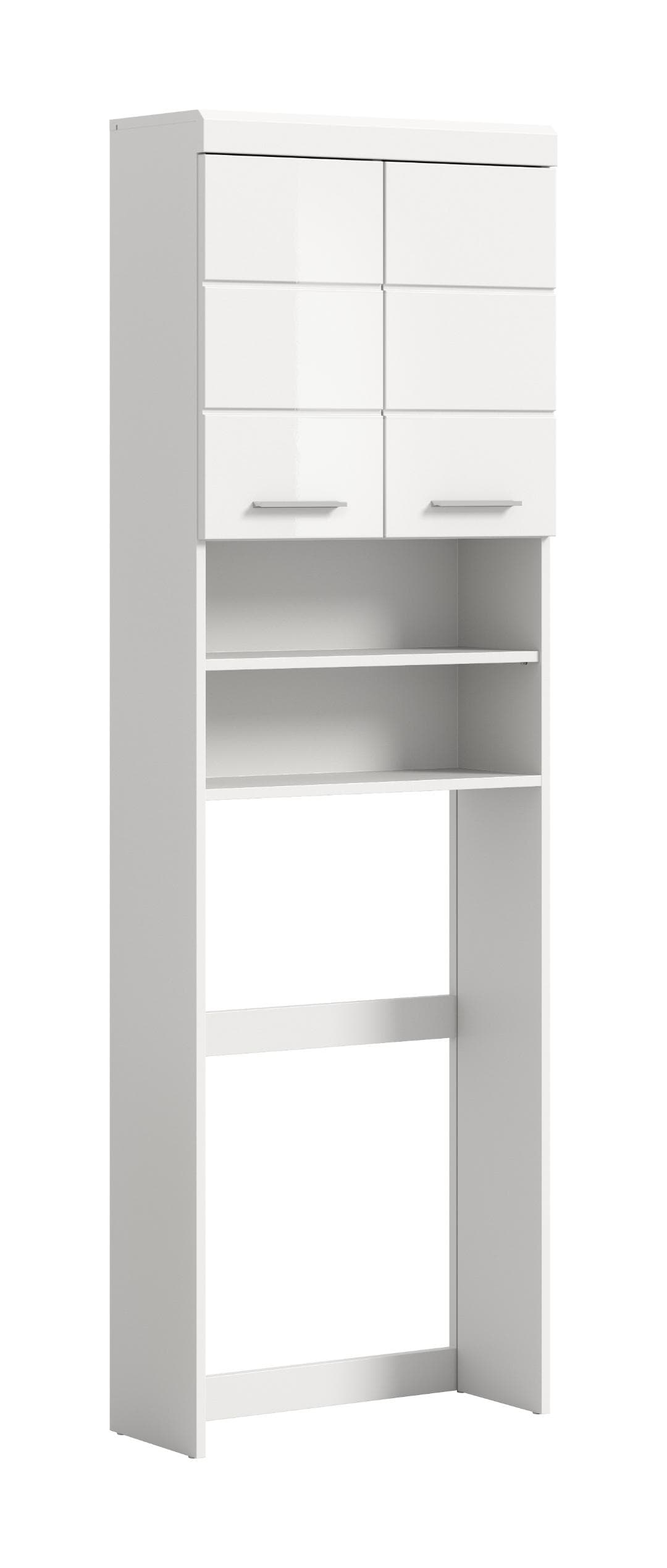 Scout Waschmaschinenschrank 2 Türen, 2 Schubladen, 3 Regale Weiß hochglanz, weiß.