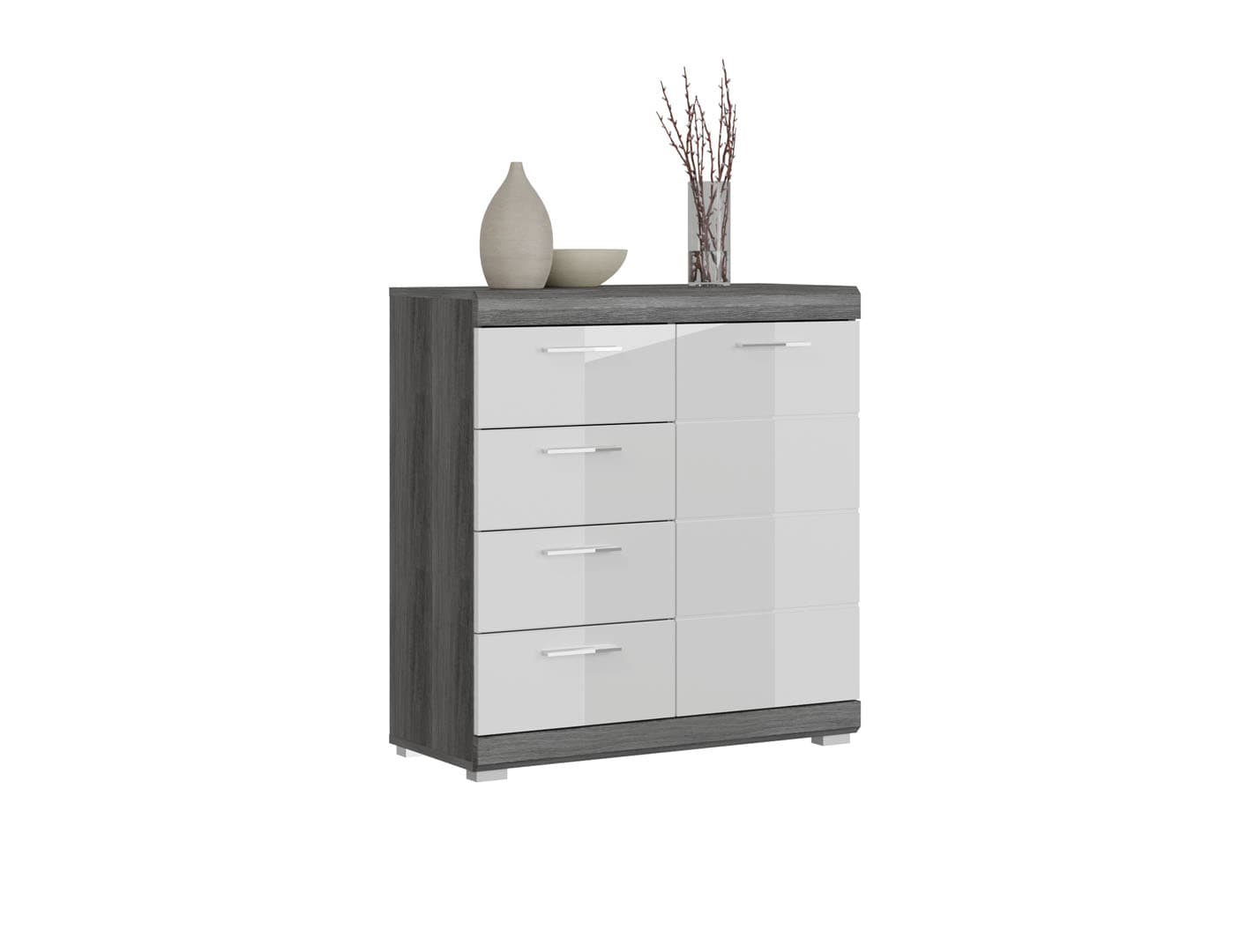 Scout Sideboard 1 Tür, 4 Schubladen grau.