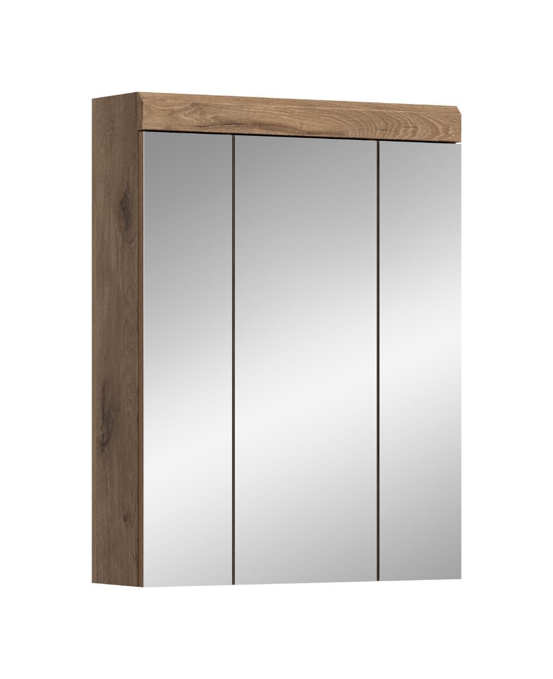 Wave Spiegelschrank Bad 3 Spiegeltüren Eiche Dekor, Eiche Dekor.
