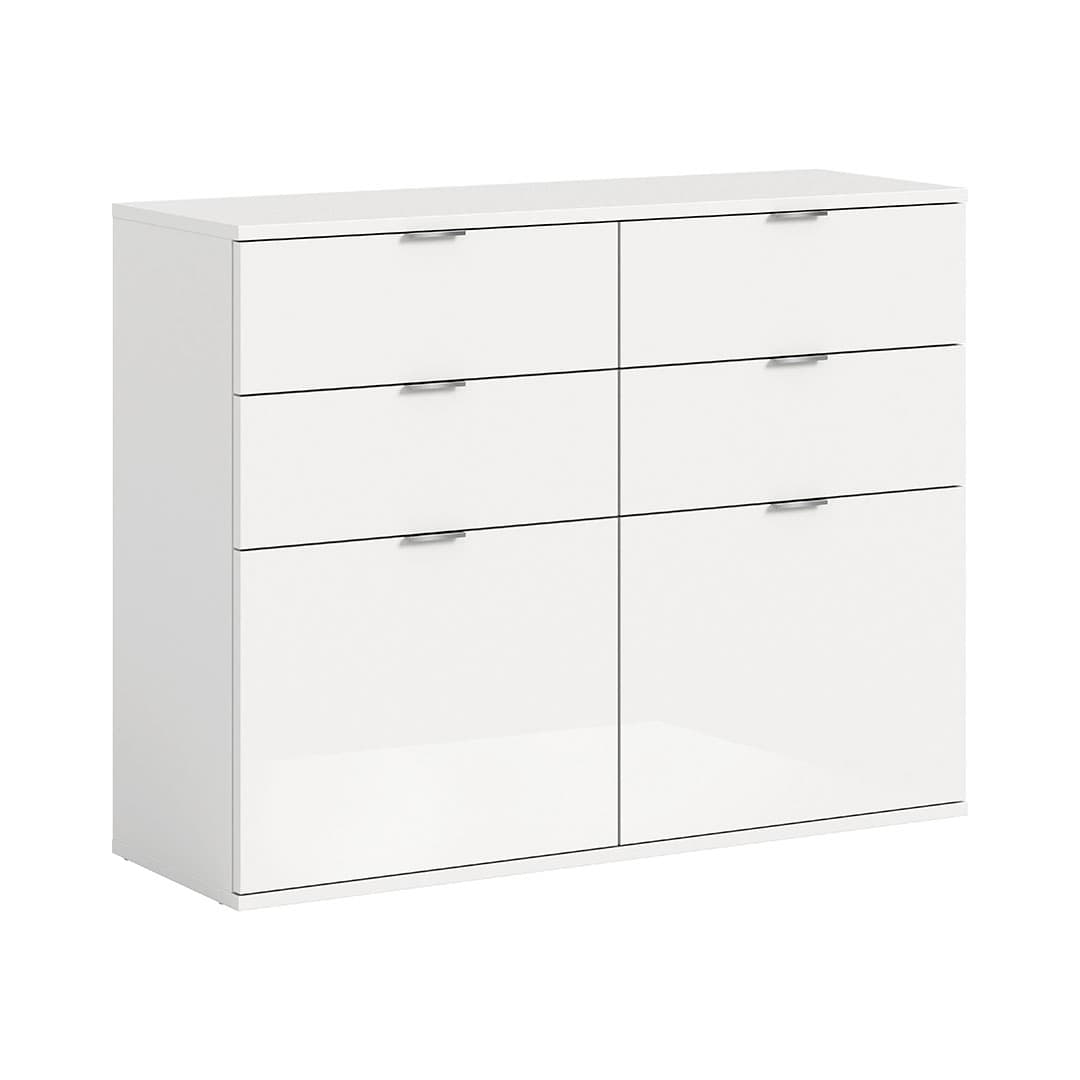 ProjektX Schuhschrank 4 Schubladen 2 Klapptüren weiß Hochglanz.