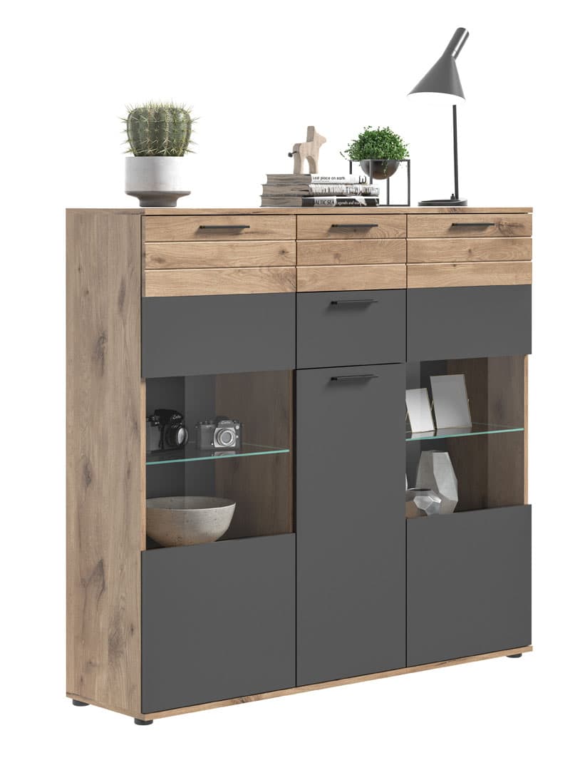 Mason Sideboard 3 Türen, 2 Schubladen Eiche dekor.