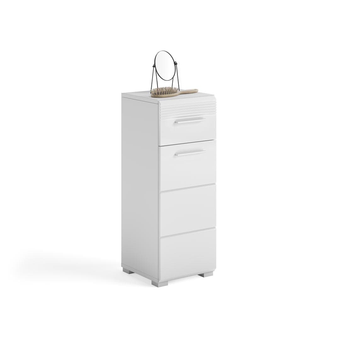 Linus Badschrank 1 Tür, 1 Schublade Hochglanz weiß,weiß.