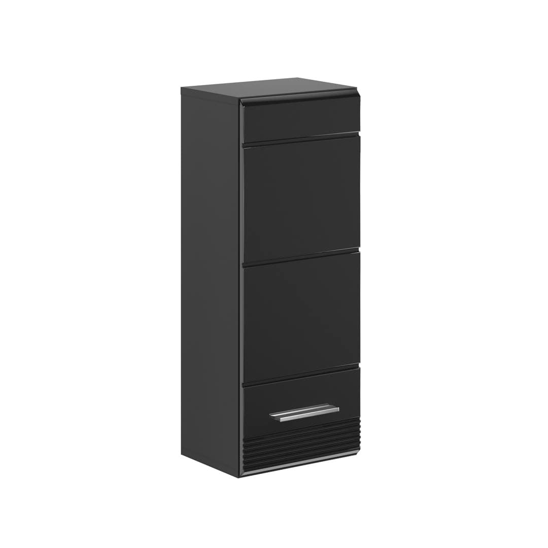 Linus Badschrank wandhängend 1 Tür Hochglanz schwarz,schwarz.