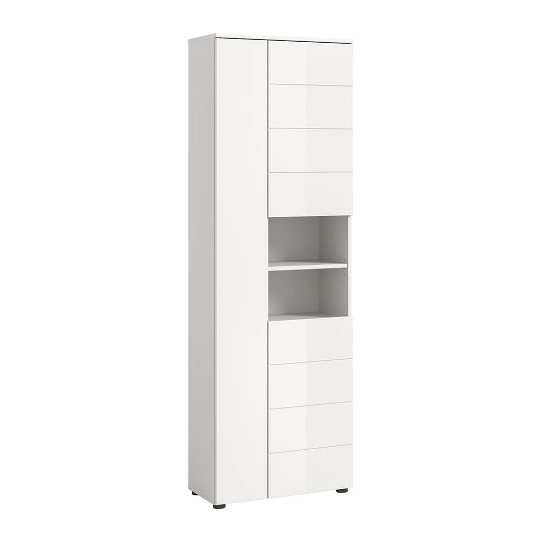 Vira Hochschrank Bad 3 Türen 2 Fächer weiß Hochglanz, weiß.