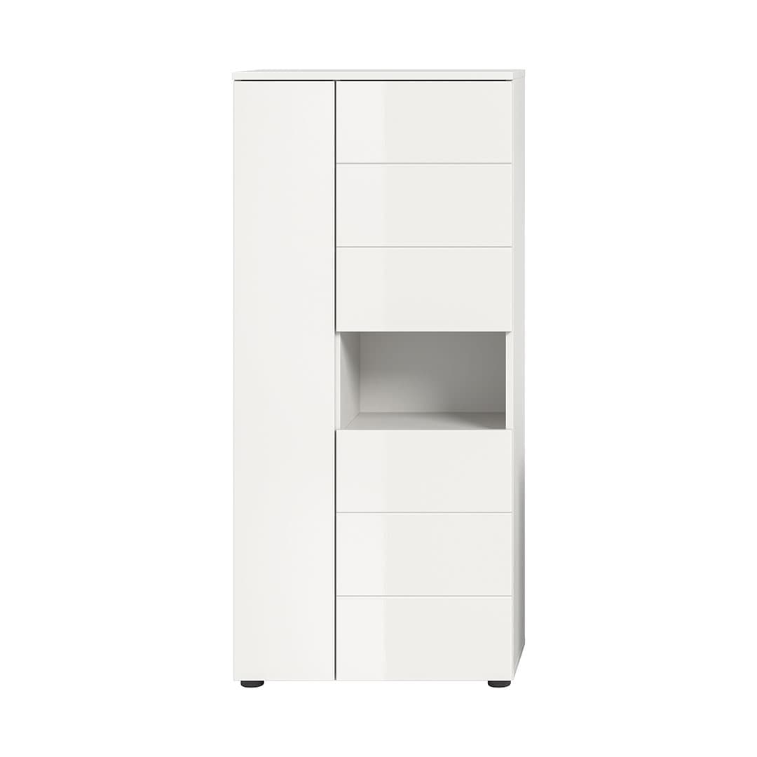 Vira Badschrank 3 Türen 1 Fach weiß Hochglanz, weiß.