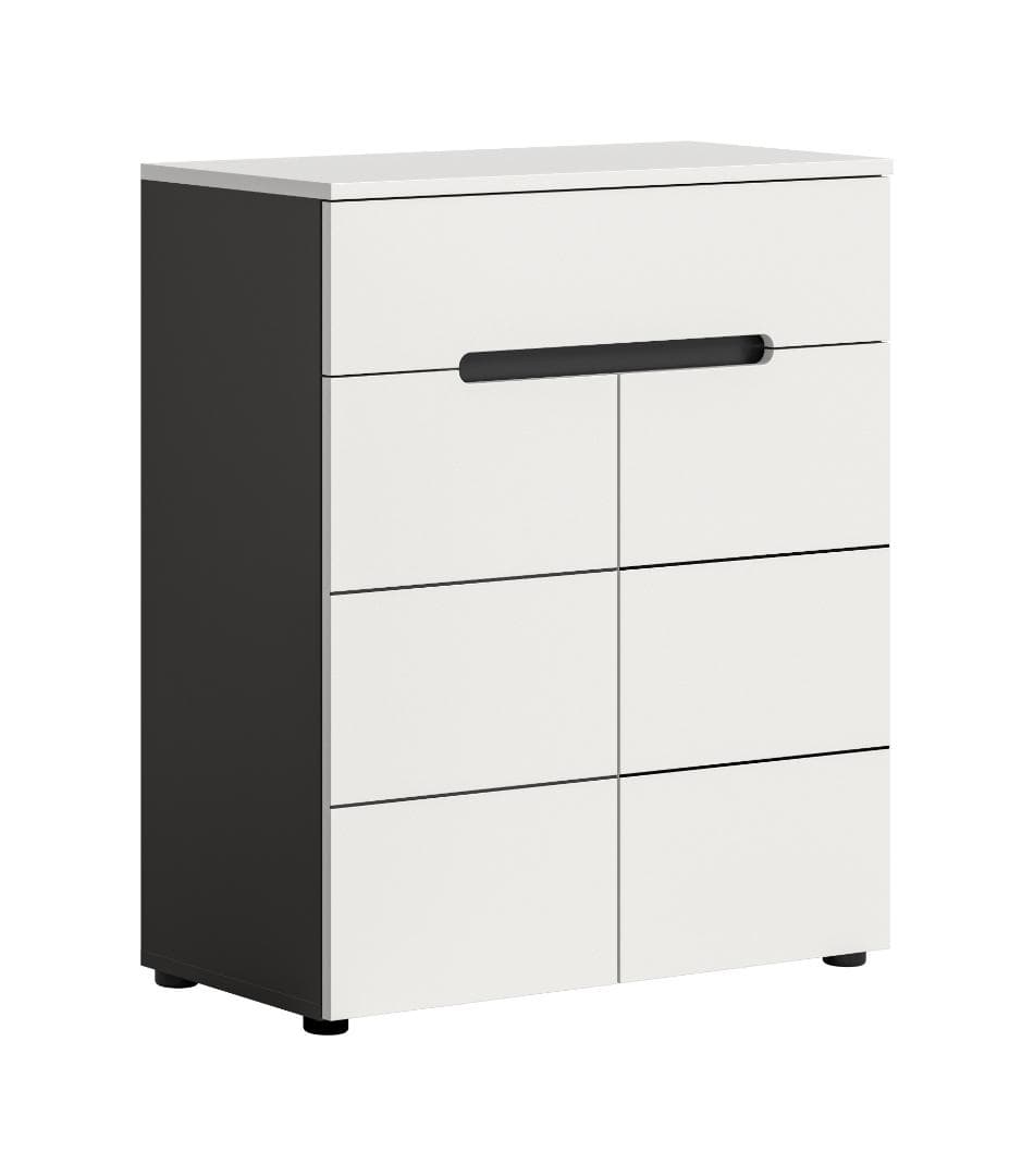 Canu Schuhschrank 2 Türen, 1 Schublade weiß, grau.