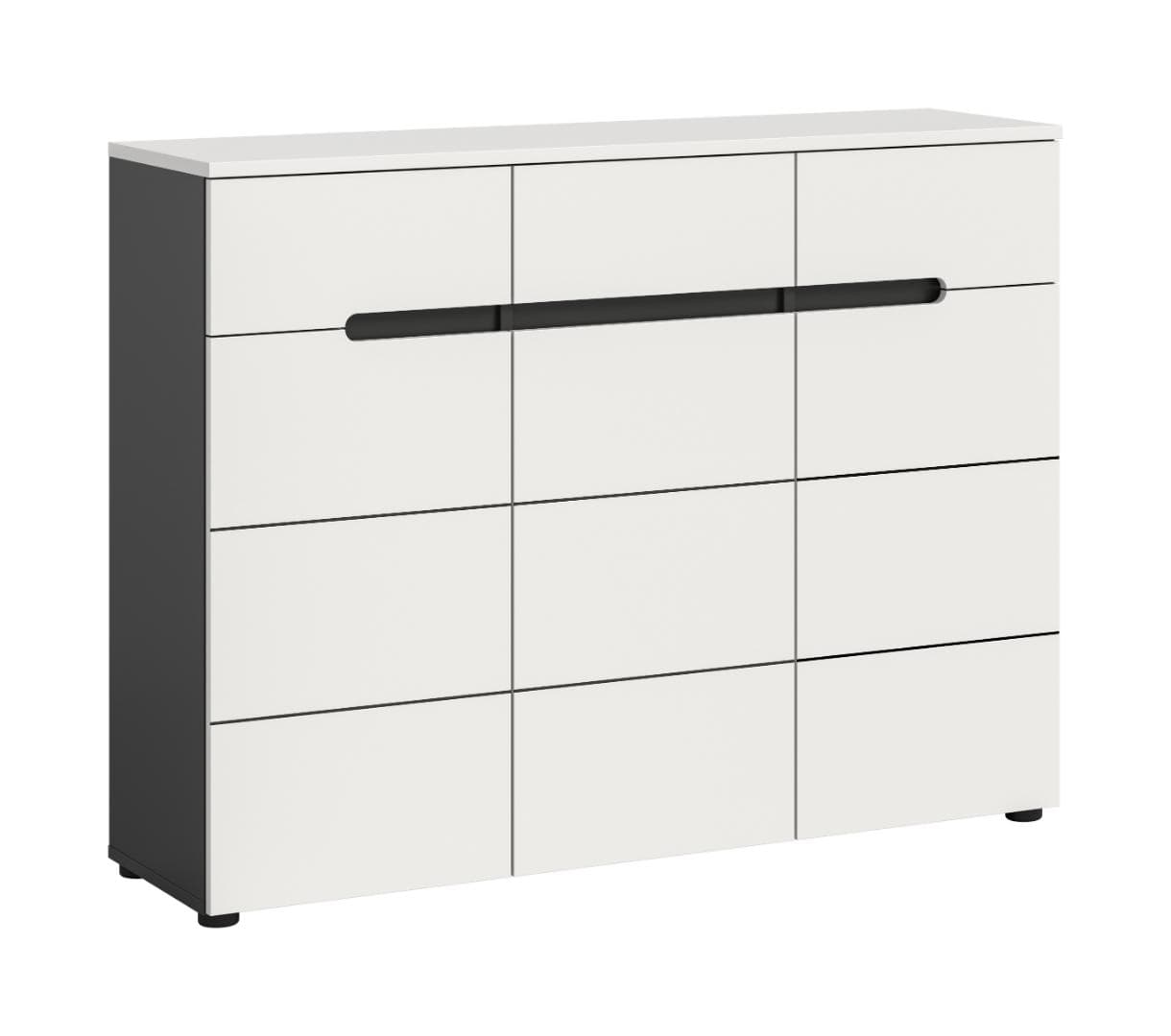 Canu Schuhschrank 3 Türen, 3 Schubladen weiß, grau.