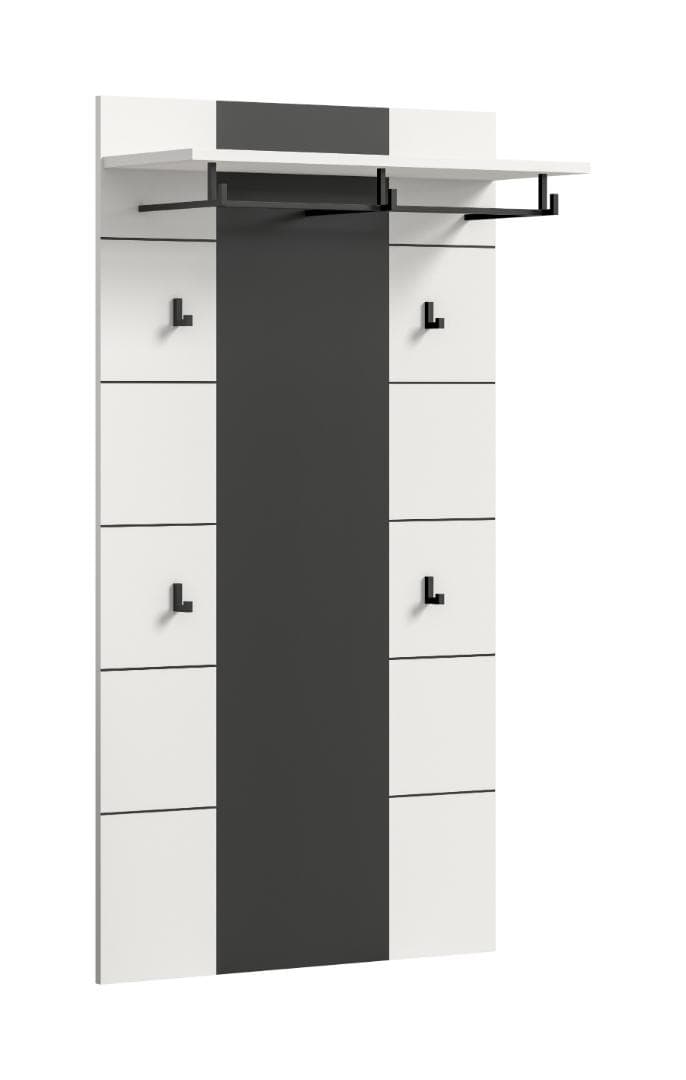 Canu Wandgarderobe 4 Haken weiß, grau.