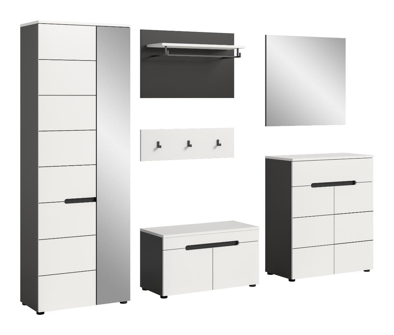 Canu Garderobenmöbel Set C32 weiß, grau.