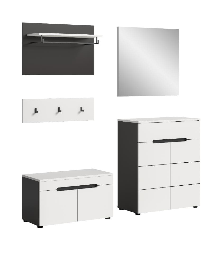 Canu Garderobenmöbel Set C35 weiß, grau.