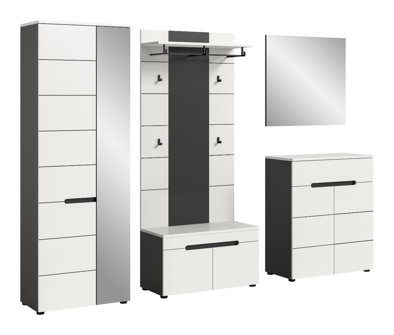 Canu Garderobenmöbel Set C31 weiß, grau.