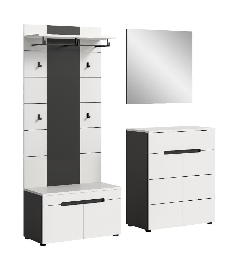 Canu Garderobenmöbel Set C34 weiß, grau.