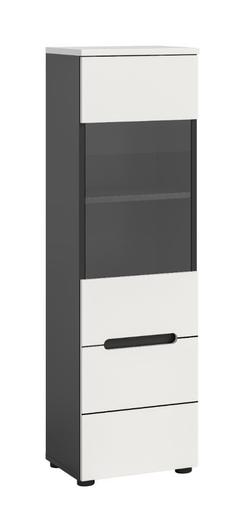 Canu Vitrinenschrank 1 Glastür weiß, dunkelgrau.