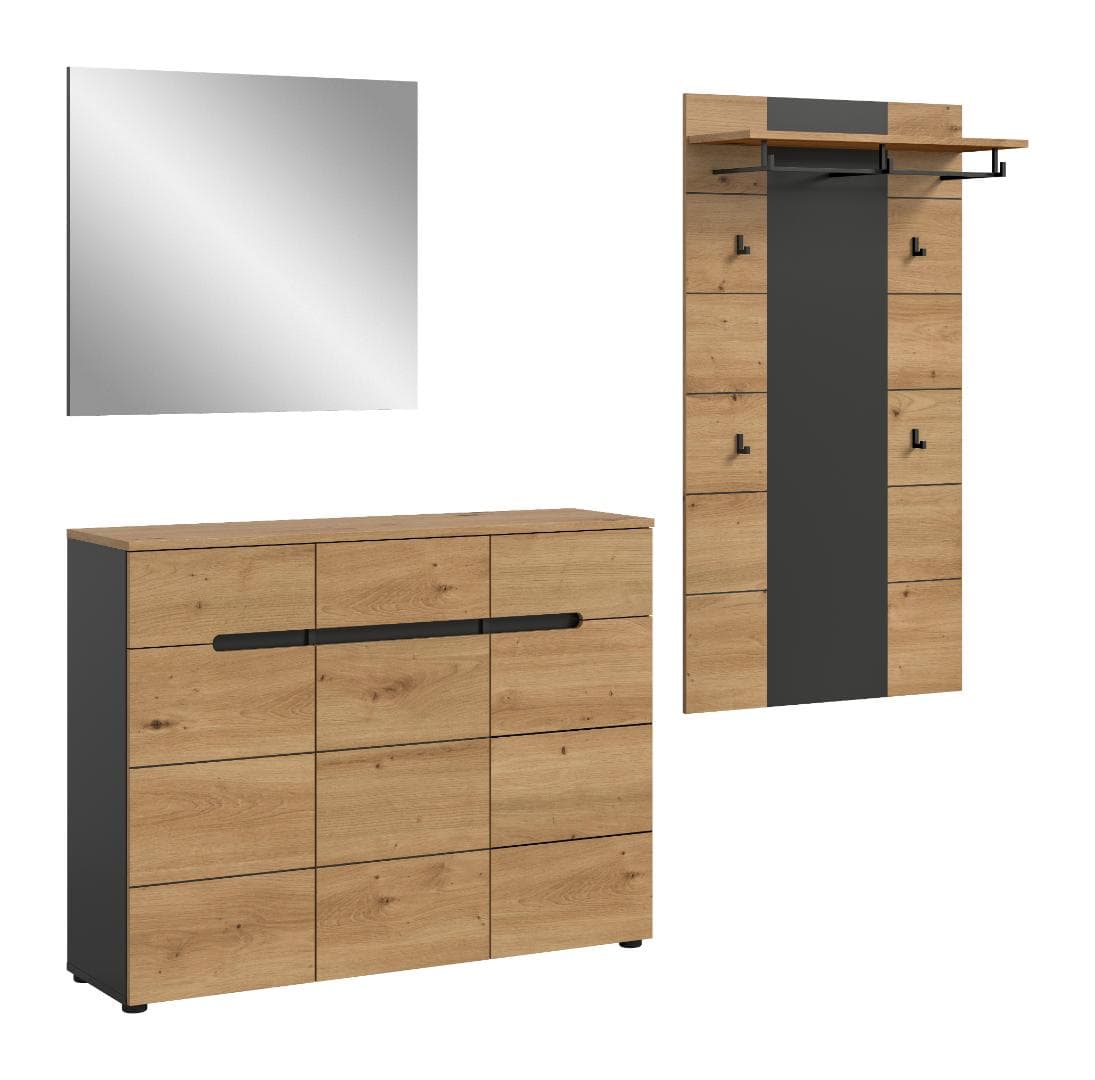 Canu Garderobenmöbel Set C21 Eiche Dekor, grau.