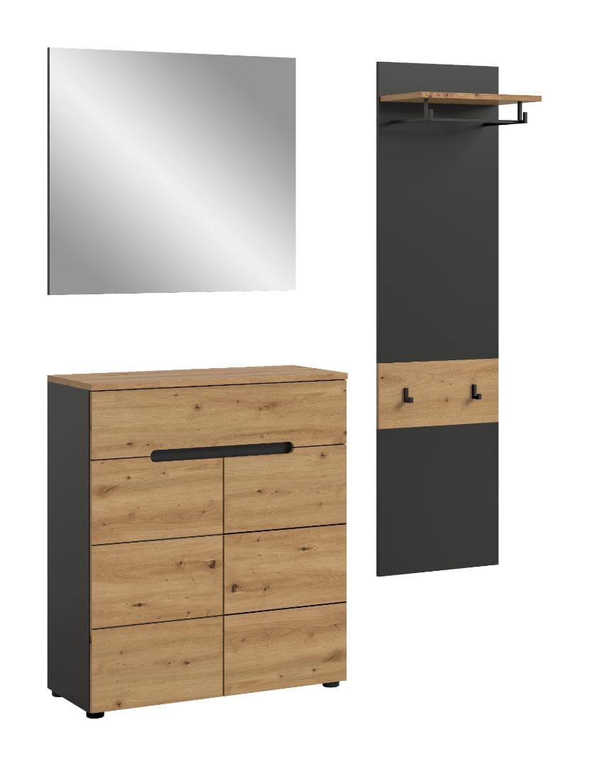 Canu Garderobenmöbel Set C26 Eiche Dekor, grau.