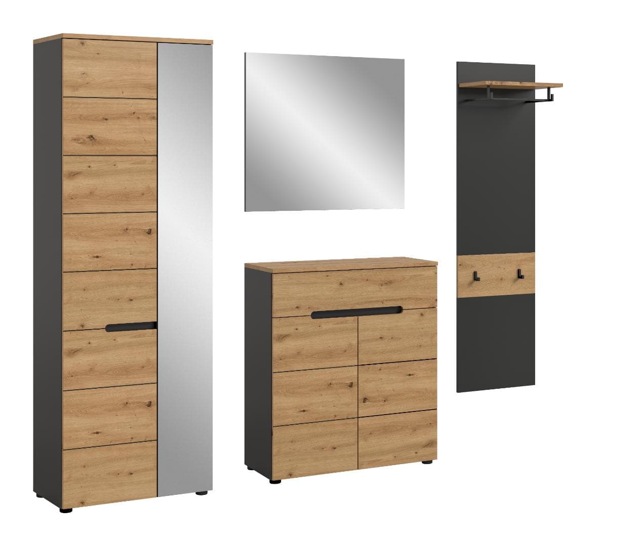 Canu Garderobenmöbel Set C23 Eiche Dekor, grau.