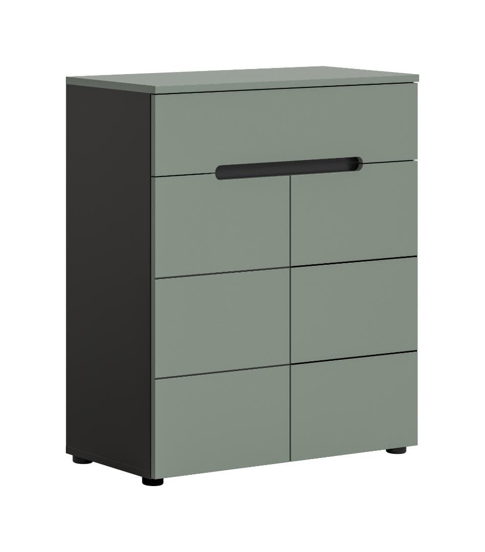 Canu Schuhschrank 2 Türen, 1 Schublade staubgrün, dunkelgrau.