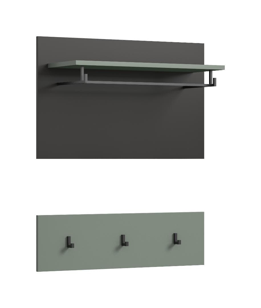 Canu Wandgarderobe 3 Haken staubgrün, dunkelgrau.