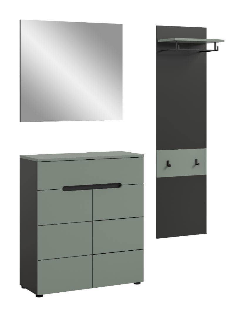 Canu Garderobenmöbel Set C17 staubgrün, dunkelgrau.
