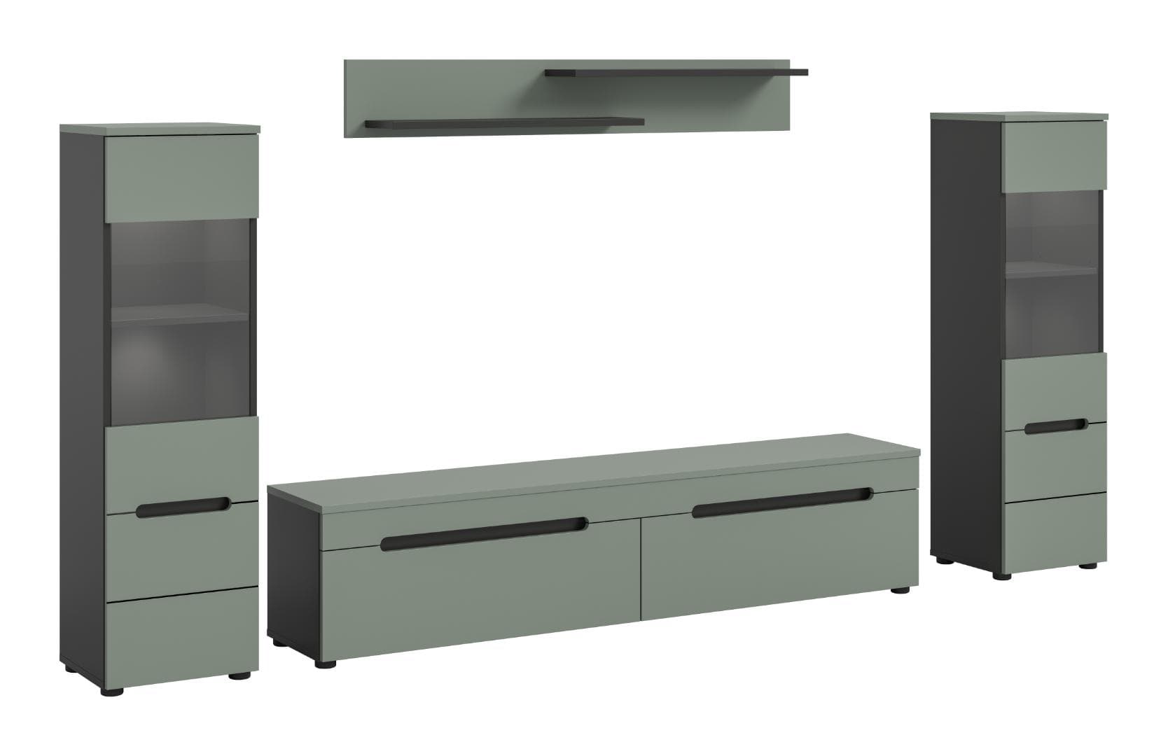 Canu Regal C1 System inkl. Beleuchtung staubgrün, dunkelgrau.