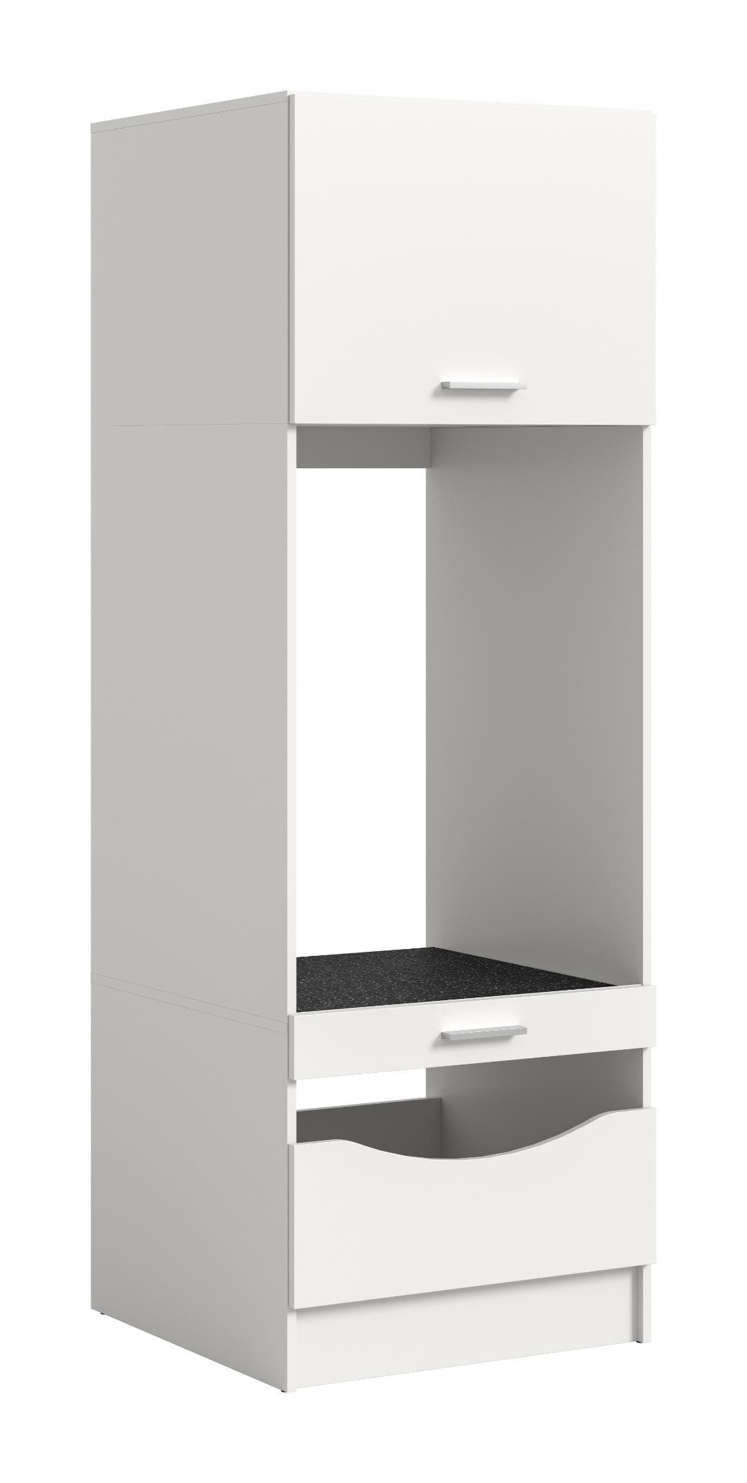 Free Waschmaschinenschrank 2 Türen, 1 Klappentür, 1 Schublade, 2 Regale Weiß.
