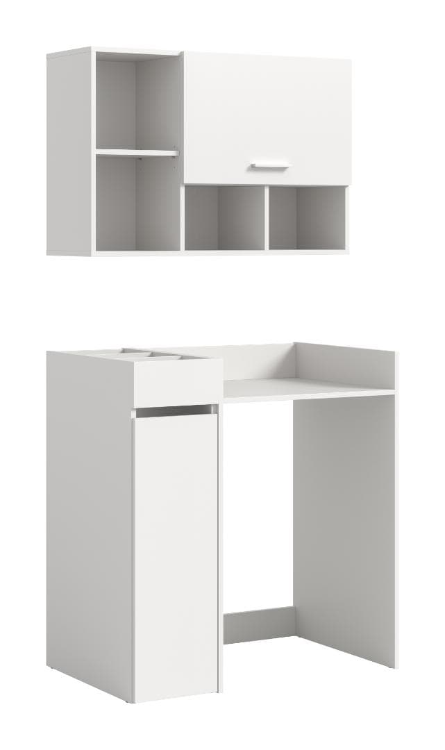 Free Waschmaschinenschrank 1 Klappentür, 1 Schublade, 9 Regale Weiß.