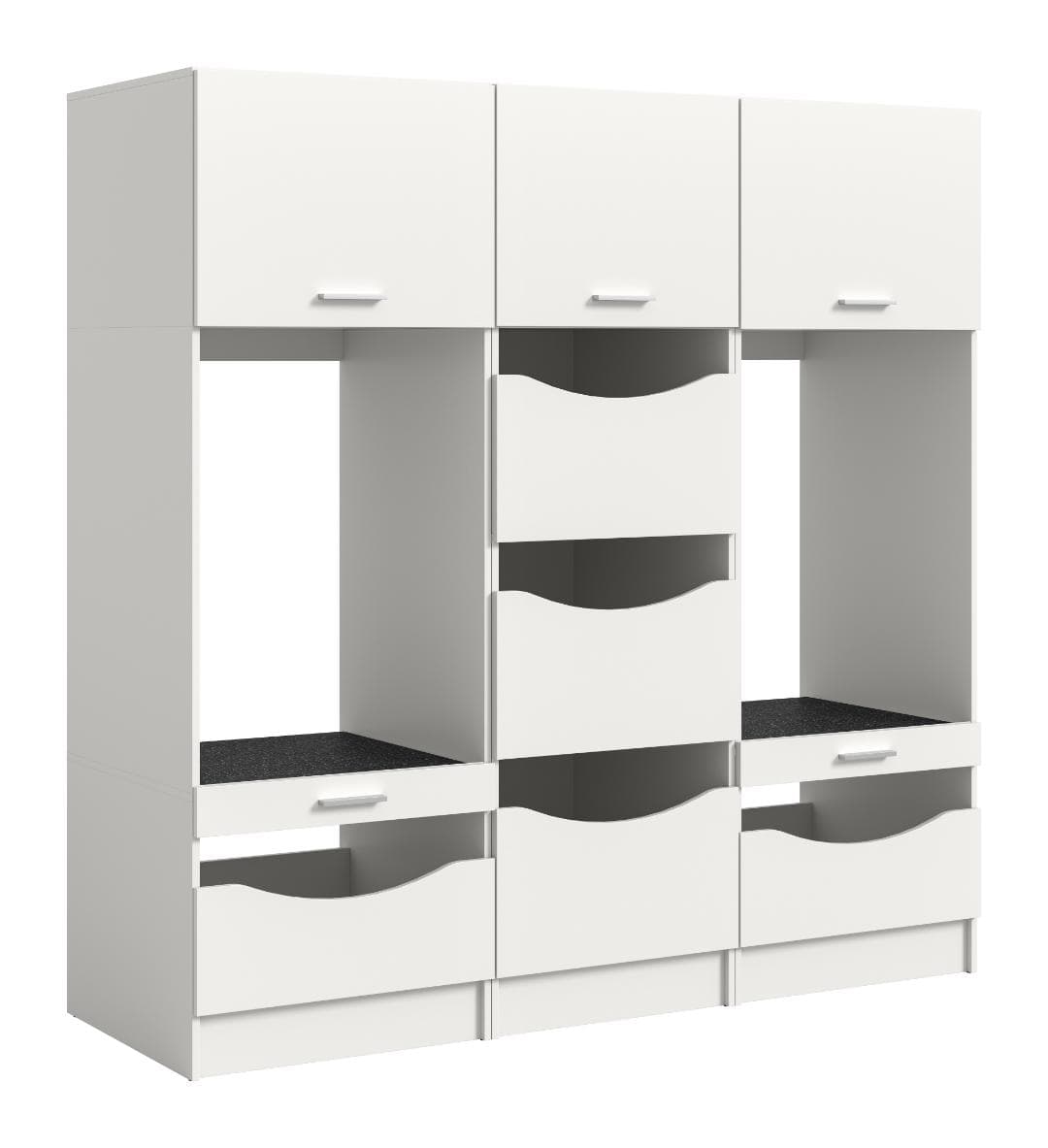 Free Waschmaschinenschrank 7 Türen, 3 Klappentüren, 2 Schubladen, 4 Regale Weiß.
