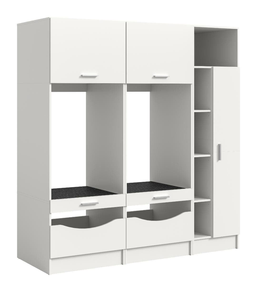 Free Waschmaschinenschrank 5 Türen, 2 Klappentüren, 2 Schubladen, 5 Regale Weiß.