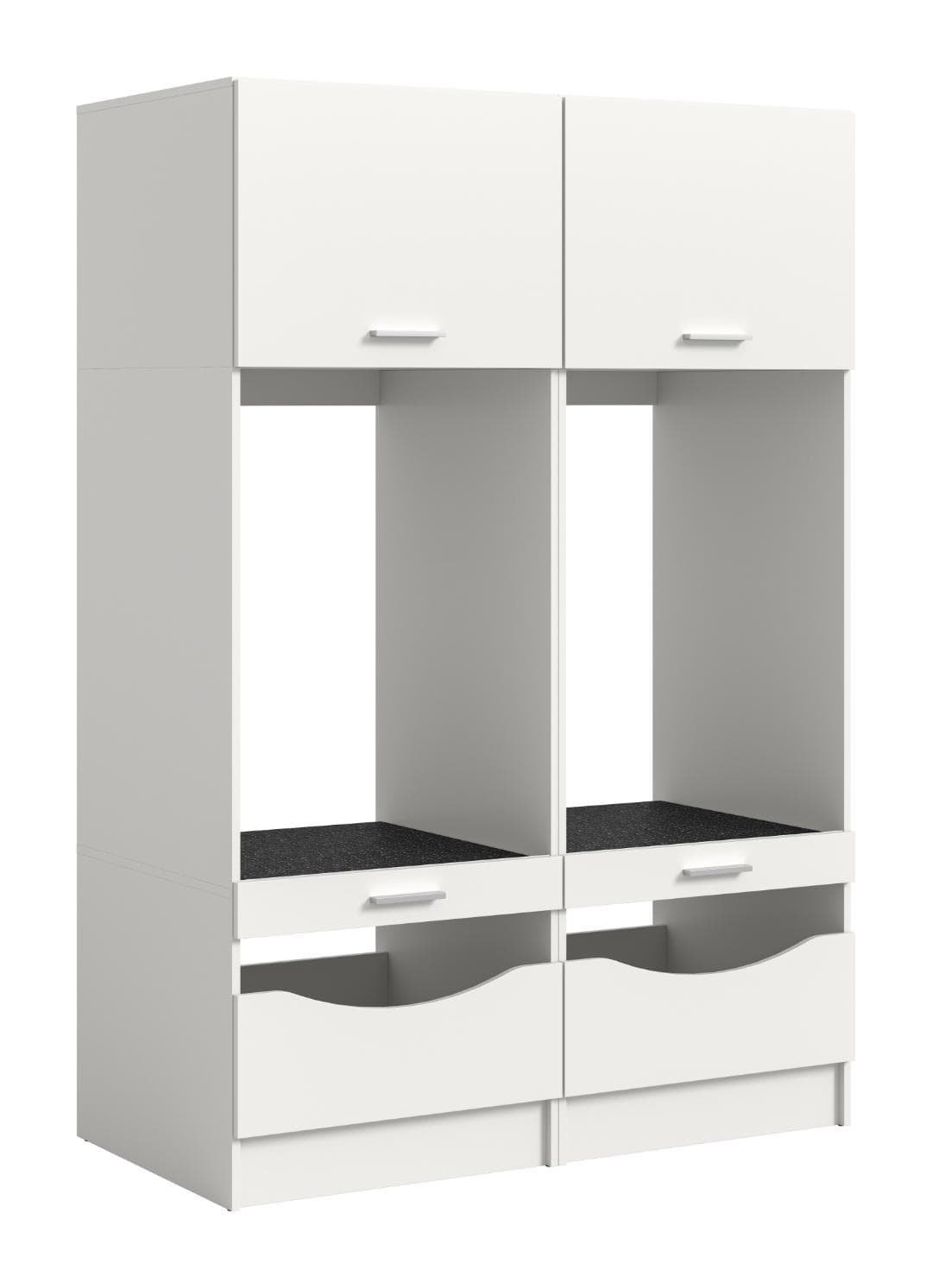 Free Waschmaschinenschrank 4 Türen, 2 Klappentüren, 2 Schubladen, 4 Regale Weiß.