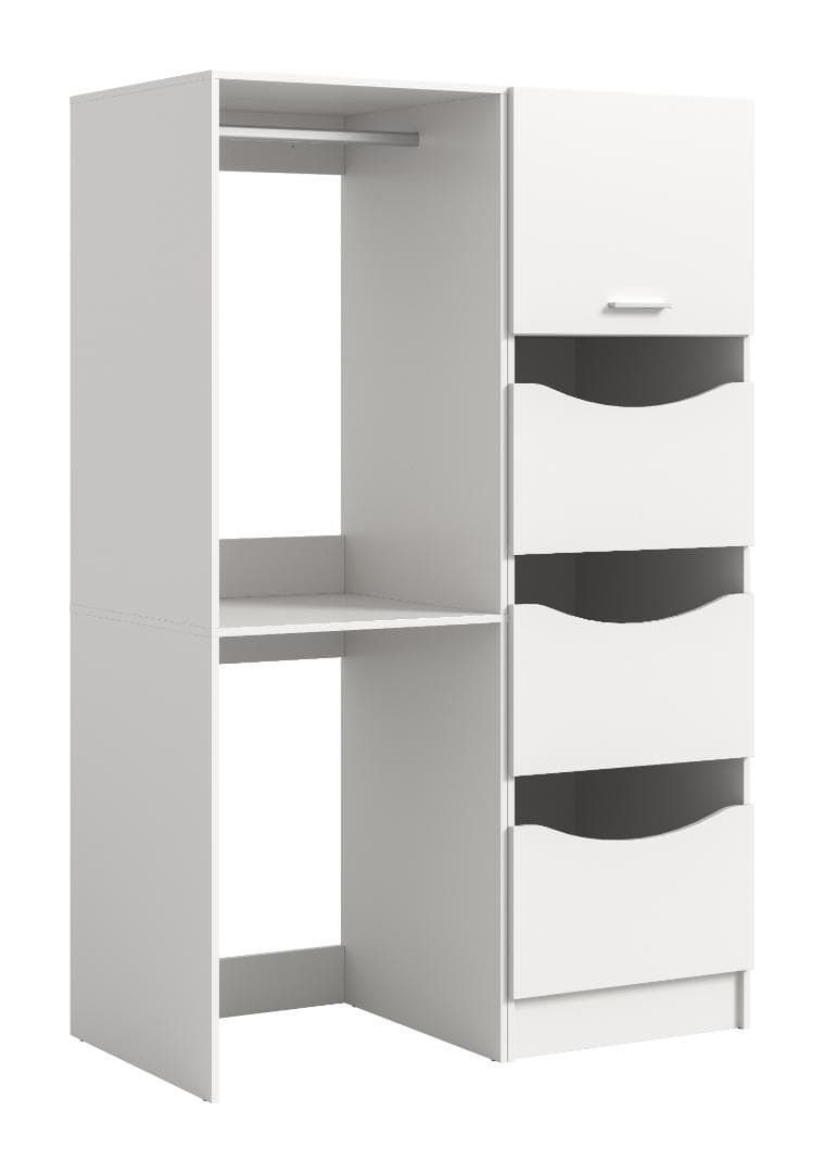Free Waschmaschinenschrank 3 Türen, 1 Klappentür, 2 Regale Weiß.