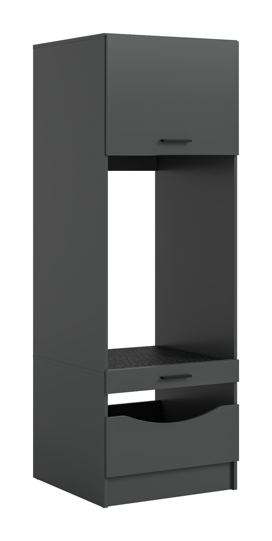 Free Waschmaschinenschrank 2 Türen, 1 Klappentür, 1 Schublade, 2 Regale Anthrazit.