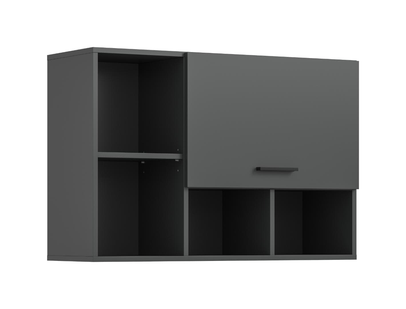 Free Badschrank Wandhängend 1 Klappentür, 4 Regale Anthrazit.
