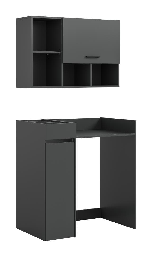 Free Waschmaschinenschrank 1 Klappentür, 1 Schublade, 9 Regale Anthrazit.