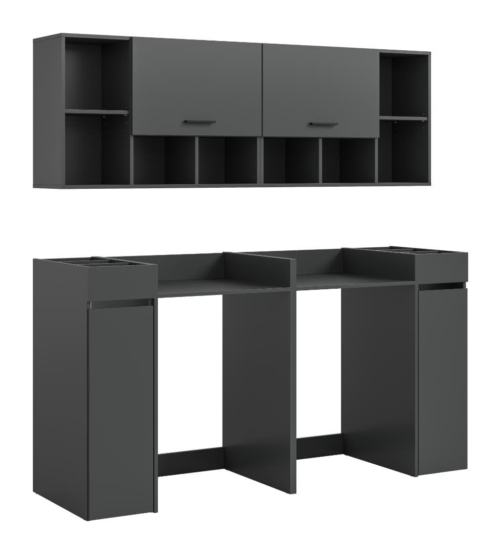 Free Waschmaschinenschrank 2 Klappentüren, 2 Schubladen Anthrazit.