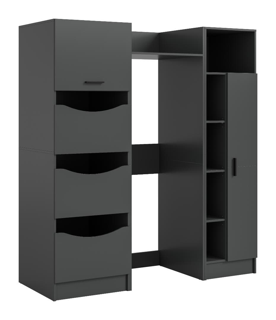 Free Waschmaschinenschrank 4 Türen, 2 Klappentüren, 2 Regale Anthrazit.