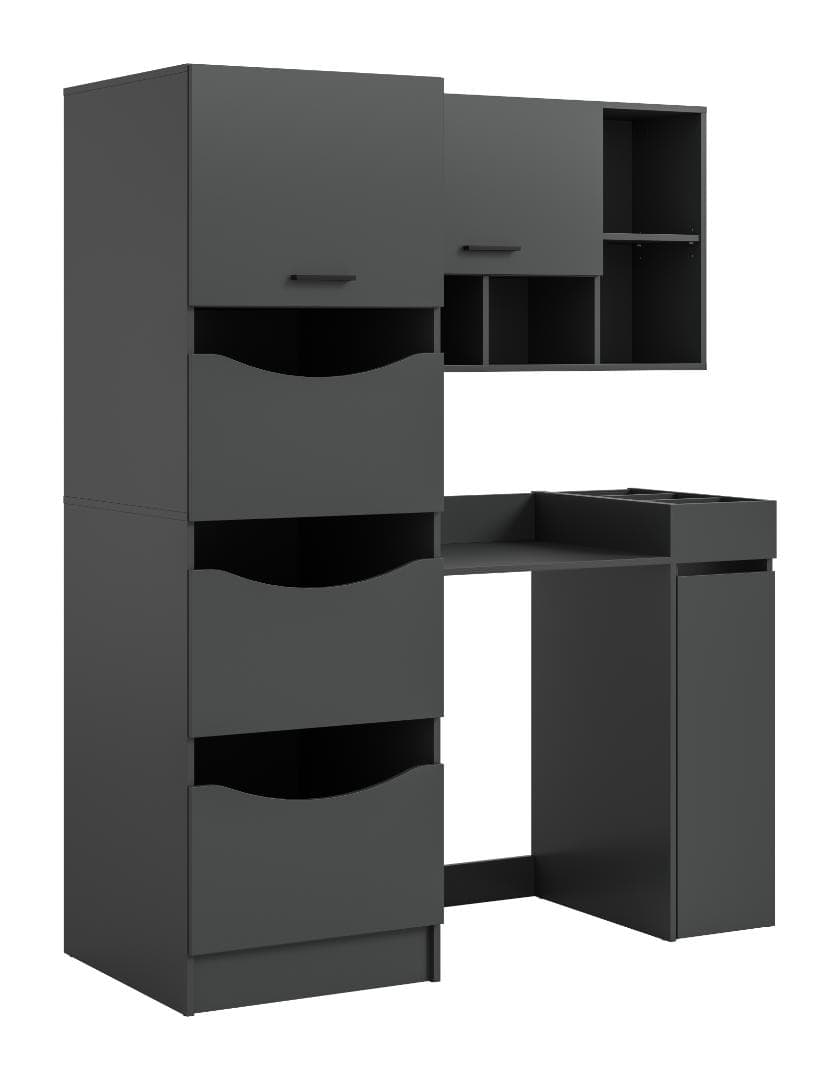 Free Waschmaschinenschrank 3 Türen, 2 Klappentüren, 1 Schublade, 9 Regale Anthrazit.