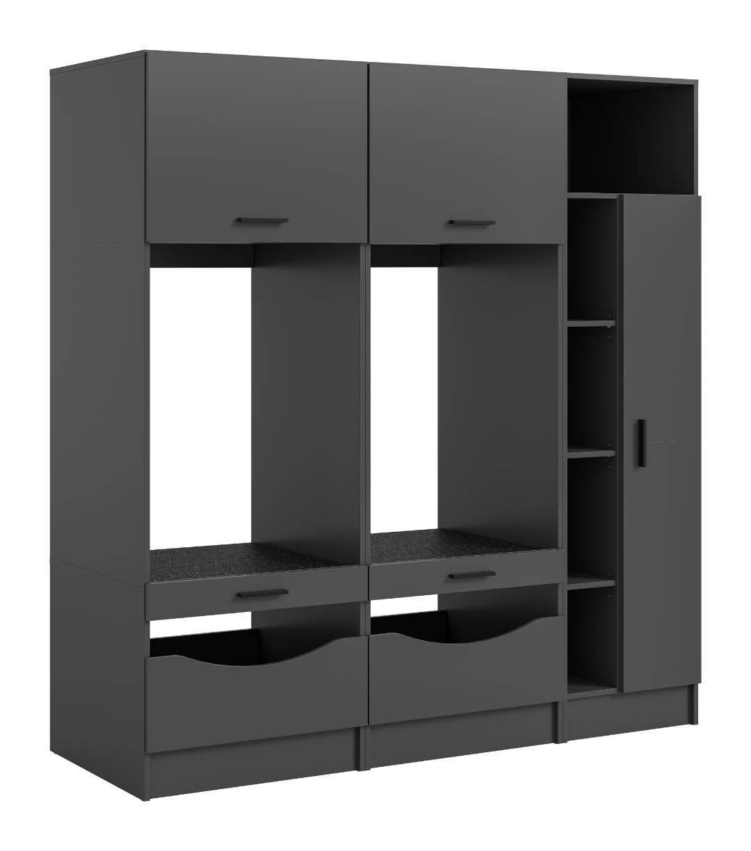 Free Waschmaschinenschrank 5 Türen, 2 Klappentüren, 2 Schubladen, 5 Regale Anthrazit.