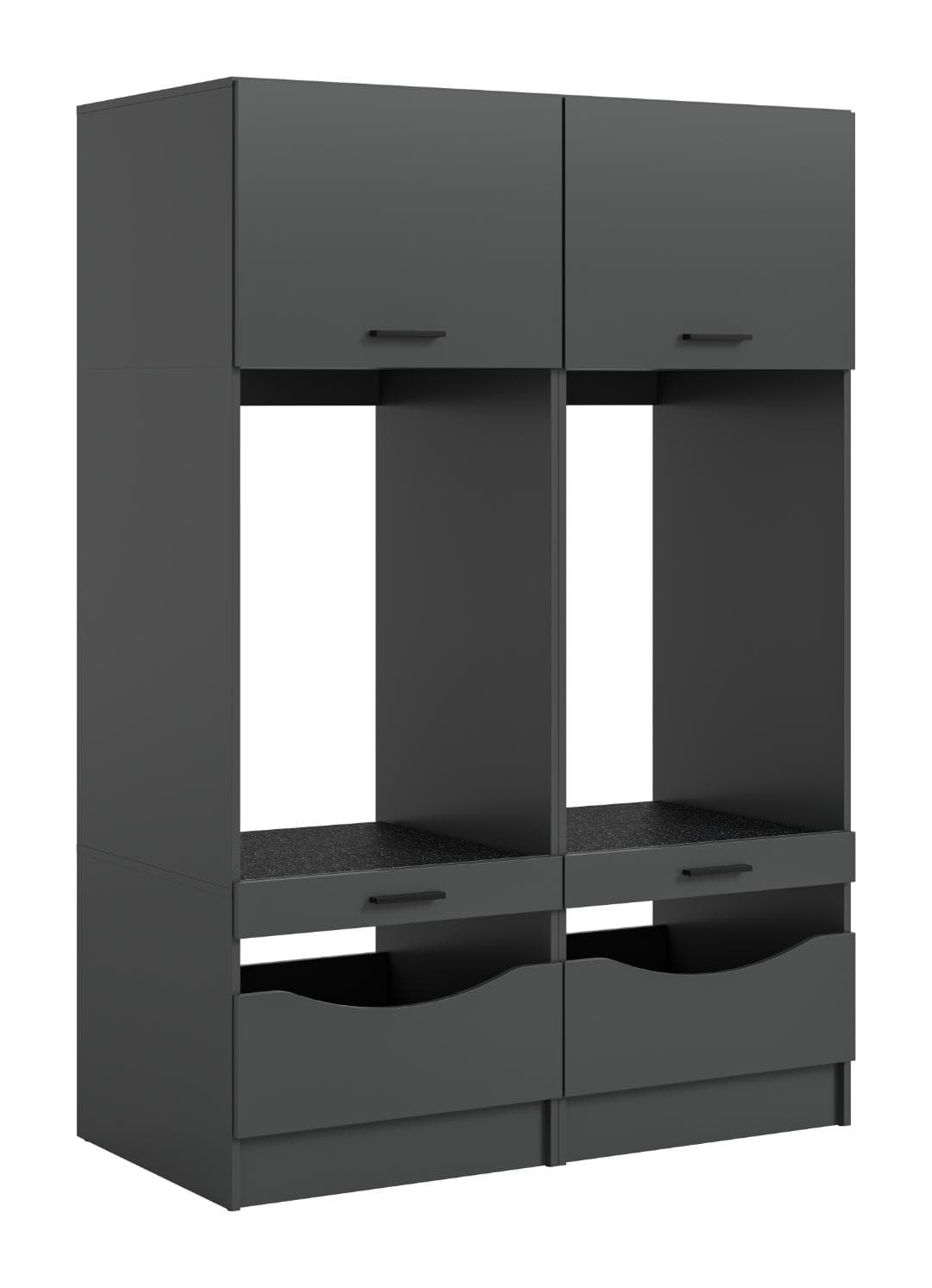 Free Waschmaschinenschrank 4 Türen, 2 Klappentüren, 2 Schubladen, 4 Regale Anthrazit.