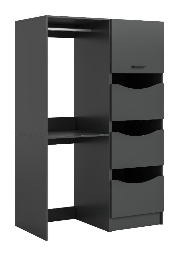 Free Waschmaschinenschrank 3 Türen, 1 Klappentür, 2 Regale Anthrazit.