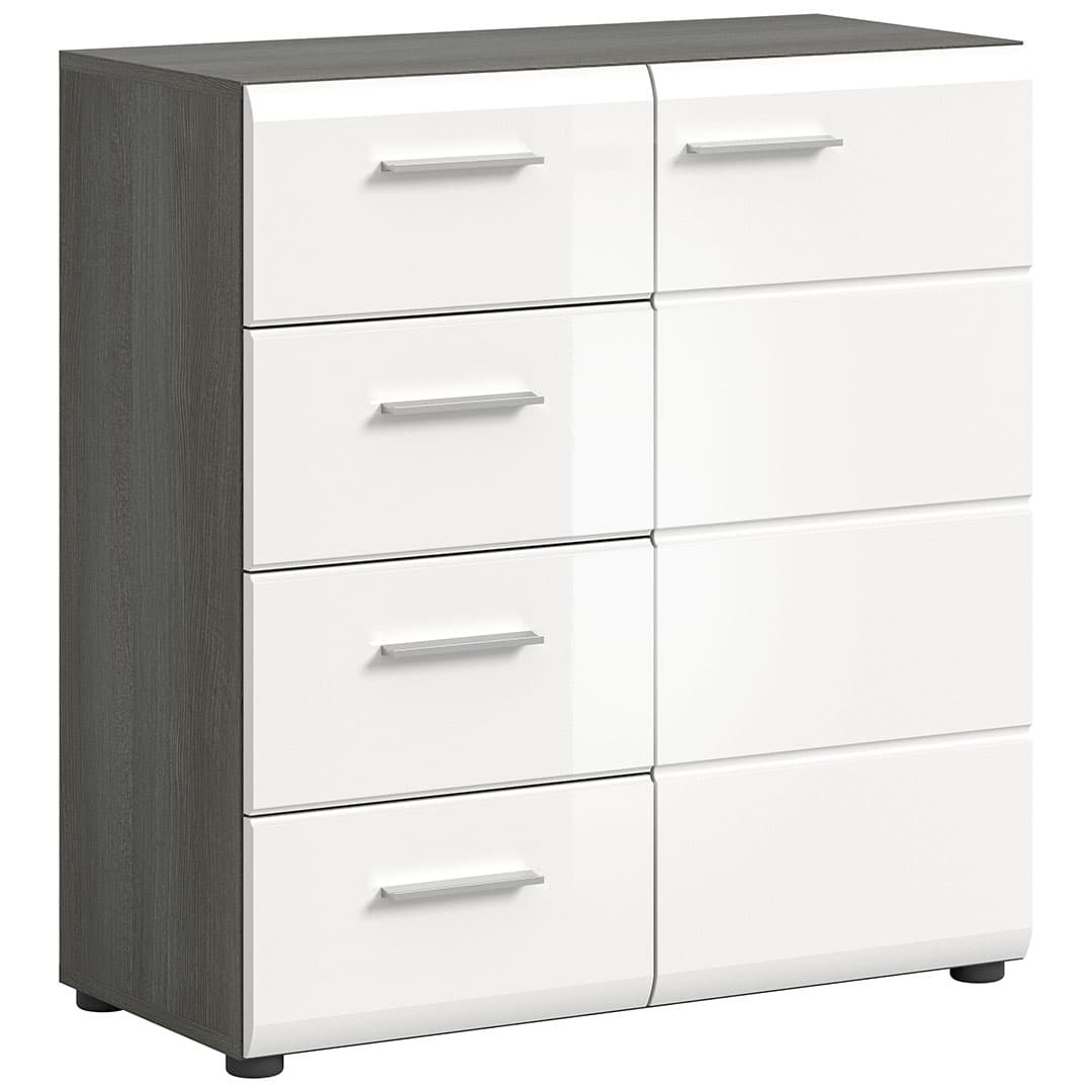 Salsa Sideboard 4 Schubladen 1 Tür weiß Hochglanz.