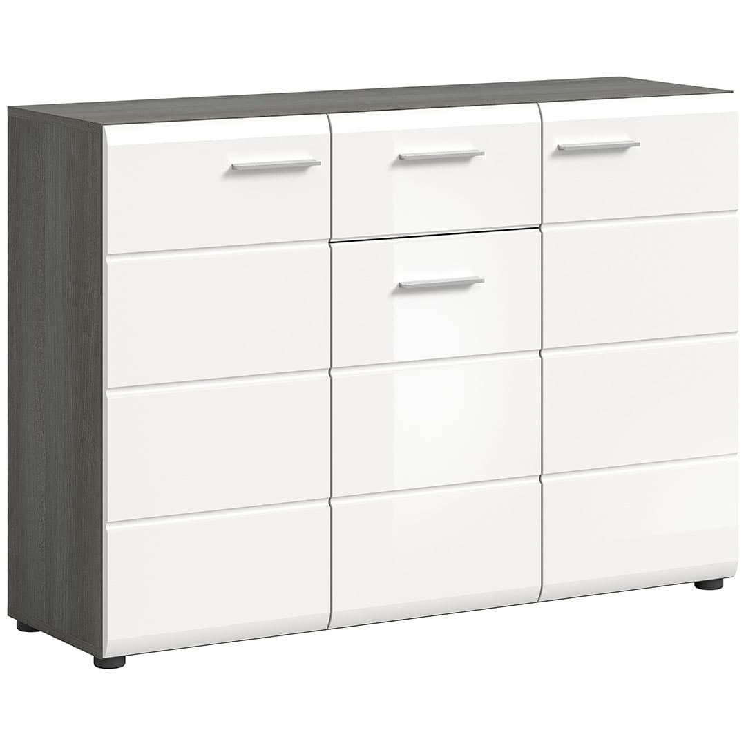 Salsa Sideboard 1 Schublade 3 Türen weiß Hochglanz.