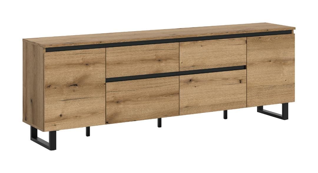 Tomasa TV Tisch 2 Türen, 2 Klappentüren, 2 Schubladen Eiche Dekor.